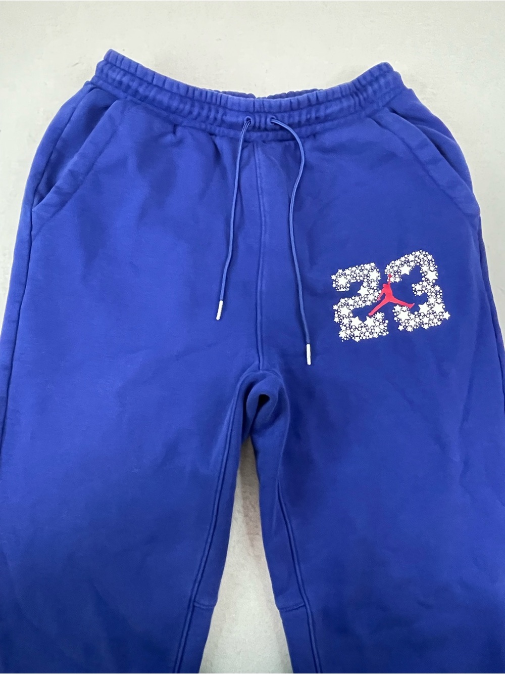 Jordan Unisex Blue Fleece Jogger Pants Size M Drawstring Pockets 188